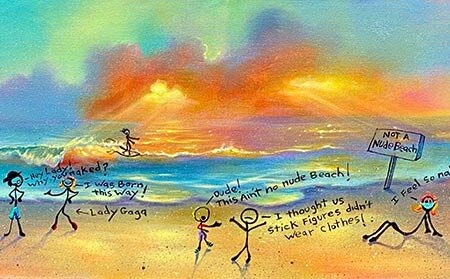 Naked Stick People - Original Painting by Jim Warren
