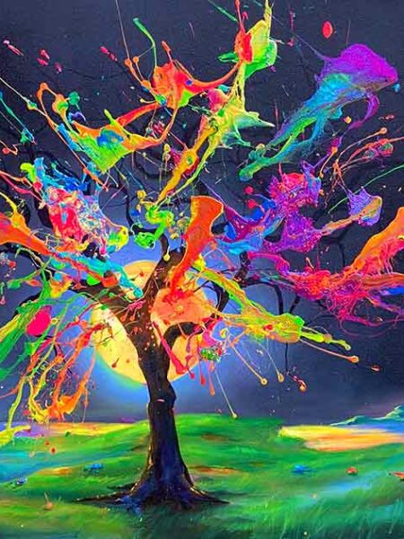 Tree of Life Over the Mystic Moon - Original Painting by Jim Warren